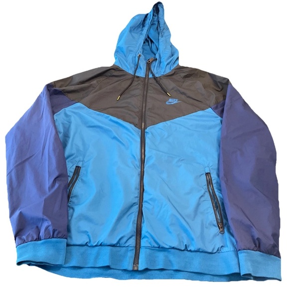 Nike Men's Sportswear Windrunner Hooded Jacket Full Zip Size L Blue/black - Picture 1 of 6